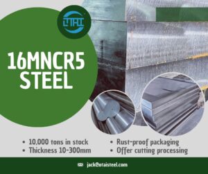 16MnCr5 Case Hardening: How Surface Hardening Delivers Wear Resistance Without Losing Toughness When manufacturers need a steel that combines a hard, wear-resistant surface with a tough, shock-absorbing core, 16MnCr5 case hardening becomes a proven solution. Engineers across automotive, machinery, and gearbox industries rely on this low-alloy carburizing steel to achieve long service life under cyclic load and friction. Instead of hardening the entire section, case hardening allows 16MnCr5 to focus hardness where it matters most—on the surface—while preserving internal ductility. This balance explains why the material continues to dominate high-volume, high-reliability applications. 🔍 What Is 16MnCr5 Case Hardening? 16MnCr5 case hardening refers to carburizing-based surface hardening applied to EN 10084 grade 16MnCr5 steel. During this process, carbon diffuses into the surface layer at elevated temperature, followed by quenching and tempering. This method creates: A very hard outer case (for wear resistance) A tough, low-carbon core (for impact and fatigue resistance) Unlike through-hardening steels, 16MnCr5 gains performance through controlled carbon enrichment, not bulk hardness. 🧪 Why 16MnCr5 Works So Well for Case Hardening The chemical design of 16MnCr5 directly supports carburizing efficiency and hardness response. 📊 Typical Chemical Composition of 16MnCr5 Element Content (%) Contribution to Case Hardening Carbon (C) 0.14 – 0.19 Low core carbon, excellent carburizing response Manganese (Mn) 1.00 – 1.30 Improves hardenability and strength Chromium (Cr) 0.80 – 1.10 Enhances wear resistance and case depth Silicon (Si) ≤ 0.40 Strengthens matrix Phosphorus / Sulfur ≤ 0.035 Controlled for toughness This chemistry allows fast carbon diffusion and uniform case formation during heat treatment. 🔥 16MnCr5 Case Hardening Process (Step by Step) Manufacturers typically follow a controlled multi-stage process: ⚙️ Standard Case Hardening Cycle Carburizing at 880–930 °C in a carbon-rich atmosphere Soaking to achieve the required case depth Quenching (oil or polymer) to lock in surface hardness Tempering at low temperature to relieve stresses Each step directly influences hardness profile, distortion, and fatigue life. 📏 Case Depth and Hardness After Case Hardening One of the main advantages of 16MnCr5 case hardening lies in its predictable hardness gradient. 📊 Typical Hardness Values Zone Hardness Range Surface (case) 58 – 62 HRC Transition layer Gradual decrease Core 28 – 35 HRC 📊 Typical Effective Case Depth Application Case Depth Gears 0.8 – 1.2 mm Shafts 0.6 – 1.0 mm Pins & bushings 0.5 – 0.8 mm This structure ensures wear resistance without sacrificing bending strength. ⚙️ Mechanical Benefits of 16MnCr5 Case Hardening Compared with through-hardened steels, case-hardened 16MnCr5 offers several practical advantages: High resistance to surface wear and pitting Excellent fatigue strength under cyclic load Strong impact resistance due to soft core Reduced risk of brittle fracture Long service life in sliding and rolling contact These benefits explain its dominance in drivetrain components. 🏗️ Typical Applications of Case-Hardened 16MnCr5 Industries choose 16MnCr5 case hardening when surface durability and core toughness must coexist. Automotive → Transmission gears, cam components, shafts Industrial gearboxes → Gear wheels, splines, pinions Machinery → Wear-resistant shafts, guide elements Agricultural equipment → Drive components, couplings Construction machinery → Load-bearing rotating parts In these applications, surface failure often determines component life—case hardening directly addresses that risk. 🔧 Machining Before and After Case Hardening Manufacturers usually machine 16MnCr5 before carburizing, when the material remains soft and easy to cut. Practical Machining Notes Perform rough and finish machining before heat treatment Allow grinding stock for post-hardening finishing Use grinding or honing after hardening for precision surfaces This workflow minimizes tool wear and dimensional deviation. 🆚 16MnCr5 Case Hardening vs Through-Hardened Steels 📊 Comparison Overview Property 16MnCr5 Case Hardened Through-Hardened Steel Surface hardness Very high Moderate Core toughness Excellent Lower Distortion risk Controlled Higher Fatigue resistance Excellent Moderate Cost efficiency High for mass parts Lower for small parts For gears and shafts, case hardening often delivers the best balance. 🏅 Company Advantages – Why Choose Otai Special Steel? At Otai Special Steel, we supply 16MnCr5 specifically optimized for stable case hardening performance. Large Inventory: 16MnCr5 plates, bars, and forgings in stock Wide Size Range: Thickness from 6 mm to 300 mm Heat Treatment Support: Case hardening, annealing, and pre-machining advice Quality Control: UT testing, chemical analysis, SGS inspection Global Experience: Serving automotive and machinery clients worldwide We help customers reduce distortion risk and improve consistency after carburizing. ❓ FAQ – 16MnCr5 Case Hardening Q1: Is 16MnCr5 suitable for deep case hardening? Yes. It supports consistent case depths up to ~1.2 mm with proper control. Q2: Can 16MnCr5 be through-hardened instead? It can, but it performs best as a carburizing steel rather than a bulk-hardened grade. Q3: What surface hardness can 16MnCr5 reach after case hardening? Typically 58–62 HRC, depending on process parameters. Q4: Does case hardening increase brittleness? No. The hard surface sits on a tough core, which prevents brittle failure. Q5: Is 16MnCr5 better than 20MnCr5 for case hardening? 16MnCr5 offers slightly better toughness, while 20MnCr5 provides marginally higher hardenability.