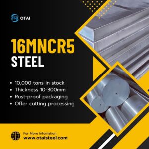 Case Hardening 16MnCr5: The Key to High-Performance Parts in Demanding Environments ⚙️ When engineers and manufacturers need materials that deliver high surface hardness and toughness simultaneously, case hardening of 16MnCr5 proves to be an effective solution. This steel, which is commonly used for components like gears, shafts, and bearing parts, benefits from the unique properties of carburizing, a heat treatment process that enhances its wear resistance while maintaining a ductile core. This article explores the case hardening process of 16MnCr5, how it improves mechanical properties, and why it is a preferred choice in industries where surface durability and core toughness are critical. 🔍 What Is Case Hardening of 16MnCr5? Case hardening refers to a heat treatment process where the surface of a steel component becomes much harder than its core. In the case of 16MnCr5, a low-carbon steel, carburizing is used to infuse carbon into the surface, followed by quenching and tempering to achieve the desired hardness profile. The main advantage of case hardening is that the outer layer becomes very hard, while the core remains tough and resistant to fracture, making it ideal for components subjected to high surface wear but requiring impact resistance and fatigue strength in the core. 🧪 Chemical Composition of 16MnCr5 and How It Supports Case Hardening Before discussing case hardening, it’s important to understand the basic chemistry of 16MnCr5, which influences how it responds to carburizing. 📊 Typical Chemical Composition of 16MnCr5 Element Content (%) Contribution to Case Hardening Carbon (C) 0.14 – 0.19 Low carbon, ideal for carburizing Manganese (Mn) 1.00 – 1.30 Improves hardenability and toughness Chromium (Cr) 0.80 – 1.10 Enhances wear resistance and carburizing depth Silicon (Si) ≤ 0.40 Helps maintain a strong matrix Phosphorus (P) ≤ 0.025 Kept low to avoid brittleness Sulfur (S) ≤ 0.035 Controlled for machinability This composition provides 16MnCr5 with excellent carburizing response, allowing for a deep, uniform case with excellent hardness without compromising the core's toughness. ⚙️ Case Hardening Process of 16MnCr5: Step by Step The process of case hardening 16MnCr5 involves several stages. Each step must be carefully controlled to achieve the right combination of surface hardness and core toughness. 🔥 Steps of the Case Hardening Process Carburizing: The component exposes itself to a carbon-rich environment at temperatures between 880–930 °C. Carbon atoms diffuse into the steel’s surface, raising the carbon content in the outer layer. Soaking: The steel stays at the carburizing temperature for a set time, ensuring enough carbon diffuses into the surface. Quenching: After carburizing, we rapidly cool the component, typically in oil or polymer, to lock in the high hardness in the surface layer. Tempering: The component then undergoes a lower temperature heat treatment to relieve internal stresses and improve the toughness of the core without affecting the surface hardness. 📊 Hardness and Case Depth of 16MnCr5 After Case Hardening One of the key advantages of 16MnCr5 case hardening lies in its predictability and control of hardness and case depth. 📏 Typical Hardness Profile After Case Hardening Layer Hardness (HRC) Typical Use Surface (Case) 58 – 62 HRC Wear resistance, fatigue resistance Transition Layer Gradual decrease Supports the tough core Core 28 – 35 HRC Toughness, impact resistance The case depth—the thickness of the hardened layer—typically ranges from 0.5 mm to 1.2 mm depending on the component size and carburizing time. This ensures the part can handle high wear while maintaining its structural integrity. 🏗️ Applications of Case Hardened 16MnCr5 Thanks to the unique balance of hard surface and tough core, 16MnCr5 case hardened steel is used in several demanding applications, especially in the automotive, industrial machinery, and aerospace sectors. 🏭 Common Applications: Gears and pinions: High wear resistance for gear teeth. Transmission shafts: Requires toughness inside, hardness outside. Crankshafts: Surface must resist wear, while core must absorb shock. Industrial machinery components: Bearings, cam followers, and other load-bearing parts. Agricultural equipment: Parts that undergo constant abrasion, such as drive components. In these applications, surface failure is unacceptable, and case hardening ensures that parts last longer in high-stress environments. 🔧 Machining Case Hardened 16MnCr5 16MnCr5 steel is typically machined before case hardening when it’s in its softer annealed state. After hardening, the material becomes much more challenging to machine due to its high surface hardness. 🧰 Tips for Machining: Before Case Hardening: Machining is easier in the annealed state. After Case Hardening: Use grinding, honing, or special cutting tools to finish hardened surfaces. Post-Hardening Adjustments: Allow for some stock removal during machining to compensate for any minor distortions from the quenching process. 🏅 Company Advantages – Why Choose Otai Special Steel? At Otai Special Steel, we provide 16MnCr5 steel with consistent quality and precise case hardening control. Large Stock: A wide selection of 16MnCr5 steel plates, bars, and forgings. Reliable Heat Treatment: Controlled carburizing and tempering processes for uniform surface hardness. Custom Processing: Cutting, heat treatment, and machining services tailored to your needs. Quality Control: UT testing, chemical analysis, and full traceability. Global Reach: Trusted by automotive, machinery, and heavy equipment manufacturers. We help you select the right material for each application—maximizing performance and cost-efficiency. ❓ FAQ – Case Hardening 16MnCr5 Q1: What is the case depth of 16MnCr5? The typical case depth of 16MnCr5 is between 0.5 mm and 1.2 mm, depending on the application and heat treatment conditions. Q2: Can I use 16MnCr5 for deep carburizing? Yes, 16MnCr5 is ideal for deep carburizing applications, particularly for parts like gears and shafts. Q3: How does case hardening affect the impact resistance of 16MnCr5? While the surface becomes very hard, the core remains tough, maintaining high impact resistance and fatigue strength. Q4: What industries use case-hardened 16MnCr5? It is used across automotive, industrial, and aerospace industries for parts that need high wear resistance and core toughness. Q5: Can Otai provide case-hardened 16MnCr5 to my specifications? Yes, we can provide customized case hardening for your specific components, ensuring they meet your hardness and toughness requirements.