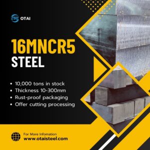 16MnCr5 Material Hardness: Practical Values After Heat Treatment and Case Hardening 🔩 When engineers talk about 16MnCr5 material hardness, they usually care about one thing: how hard the surface and core actually become after heat treatment, and whether that hardness fits real working conditions such as wear, fatigue, and shock loads. This article explains 16MnCr5 material hardness from a practical engineering perspective. Instead of theory-heavy explanations, it focuses on hardness ranges, treatment conditions, real applications, and selection tips that buyers and engineers can use directly. What Is 16MnCr5 Steel? 16MnCr5 is a low-carbon alloy steel designed primarily for case hardening. Engineers use it when components need: A very hard, wear-resistant surface A tough and shock-resistant core Reliable performance under repeated cyclic loads Typical applications include gears, pinions, shafts, bushings, and transmission components in automotive and industrial machinery. The hardness of 16MnCr5 depends strongly on heat treatment, not on delivery condition alone. 16MnCr5 Material Hardness in Different Conditions The hardness of 16MnCr5 material varies widely depending on whether the steel is supplied soft, normalized, quenched and tempered, or case hardened. Hardness Overview by Condition Condition Typical Hardness Annealed 160 – 190 HB Normalized 170 – 210 HB Quenched & tempered (core) 28 – 36 HRC Case hardened surface 58 – 62 HRC Case hardened core 30 – 35 HRC This wide hardness range makes 16MnCr5 extremely flexible for different mechanical requirements. Case Hardened 16MnCr5 Material Hardness (Most Common Use) Most customers choose 16MnCr5 specifically for case hardening. In this condition, hardness distribution becomes the key performance factor. Typical Case Hardening Results Area Hardness Range Surface hardness 58 – 62 HRC Effective case depth 0.6 – 1.2 mm Core hardness 30 – 35 HRC This hardness structure allows the surface to resist wear while the core absorbs impact and bending stress. Engineers rely on this balance for gear teeth, cam components, and transmission parts. Why 16MnCr5 Material Hardness Works So Well The success of 16MnCr5 material hardness comes from how carbon and alloying elements interact during carburizing. Practical Advantages of Its Hardness Profile High surface hardness improves abrasion and pitting resistance Moderate core hardness improves fatigue life Tough core reduces risk of brittle fracture Stable hardness after heat treatment improves dimensional control This combination explains why manufacturers continue to use 16MnCr5 for high-volume, long-life components. Comparison: 16MnCr5 Material Hardness vs Alternative Steels Many buyers ask whether other steels can replace 16MnCr5. Hardness comparison helps answer that question. Hardness Comparison After Case Hardening Steel Grade Surface Hardness (HRC) Core Hardness (HRC) 16MnCr5 58 – 62 30 – 35 AISI 5115 58 – 60 30 – 35 SCM415 58 – 62 30 – 36 20CrMn 56 – 60 28 – 34 16MnCr5 stays competitive because it delivers consistent hardness with good process stability. How Heat Treatment Controls 16MnCr5 Material Hardness Hardness does not come automatically. The heat treatment process defines the final performance. Key Process Steps Carburizing Increases surface carbon content for high surface hardness. Quenching Locks hardness into the surface and core structure. Tempering Improves toughness and reduces internal stress. When engineers control these steps properly, 16MnCr5 material hardness remains stable and repeatable across batches. Machining vs Hardness: What Buyers Should Know Before heat treatment, 16MnCr5 machines easily. After case hardening, machining becomes difficult. Practical Advice Perform rough machining before carburizing Leave finishing allowance for grinding Avoid heavy machining after hardening Specify hardness requirements clearly in purchase orders This approach saves cost and avoids scrap. Typical Applications Based on 16MnCr5 Material Hardness The hardness profile of 16MnCr5 fits applications where surface wear and internal stress exist at the same time. Common Uses Automotive gears and pinions Gearbox shafts and sleeves Industrial transmission systems Agricultural machinery components Heavy-duty mechanical drives Each application benefits directly from the hard surface + tough core structure. Company Advantages – Why Choose Otai Special Steel At Otai Special Steel, we understand that material hardness directly affects part performance. We help customers control hardness from steel selection to final delivery. Large stock of 16MnCr5 steel plates and bars Controlled chemical composition Optional heat treatment and hardness verification Ultrasonic testing (UT) for internal quality Custom cutting and packaging for export projects We focus on real working performance, not just standards on paper. Frequently Asked Questions (FAQ) Q1: What is the typical 16MnCr5 material hardness after case hardening? After proper carburizing and quenching, surface hardness reaches 58–62 HRC, while the core stays around 30–35 HRC. Q2: Can 16MnCr5 reach full hardness through quenching alone? No. 16MnCr5 requires carburizing to achieve high surface hardness due to its low carbon content. Q3: Is higher hardness always better for 16MnCr5? No. Excessive hardness increases brittleness. Engineers aim for balanced hardness, not maximum values. Q4: How does hardness affect gear life? Correct surface hardness improves wear resistance, while proper core hardness prevents tooth breakage. Q5: Can Otai supply hardness-tested 16MnCr5 material? Yes. We provide hardness testing reports and support custom heat treatment requirements.